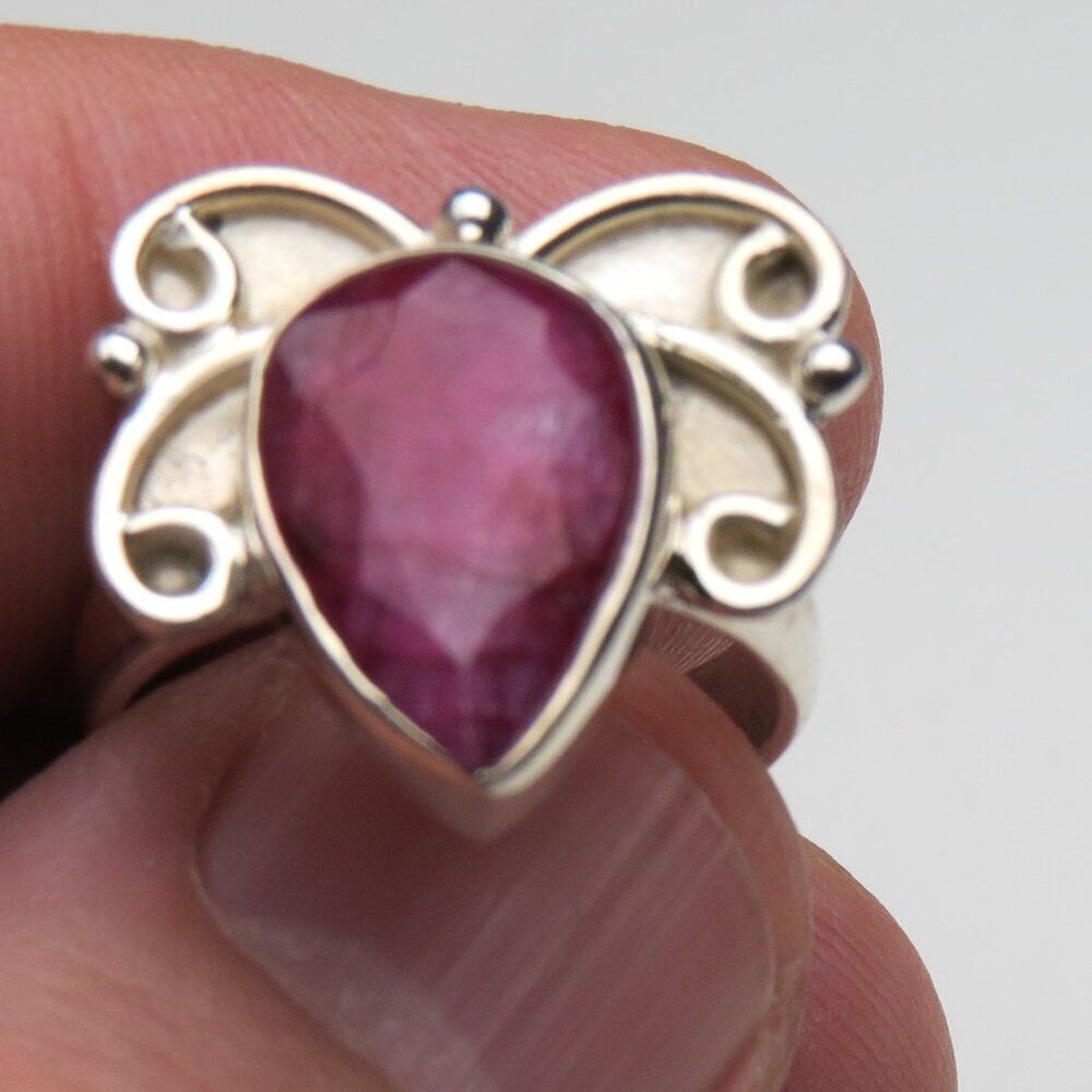 Genuine Ruby Sterling Silver Ring size 7